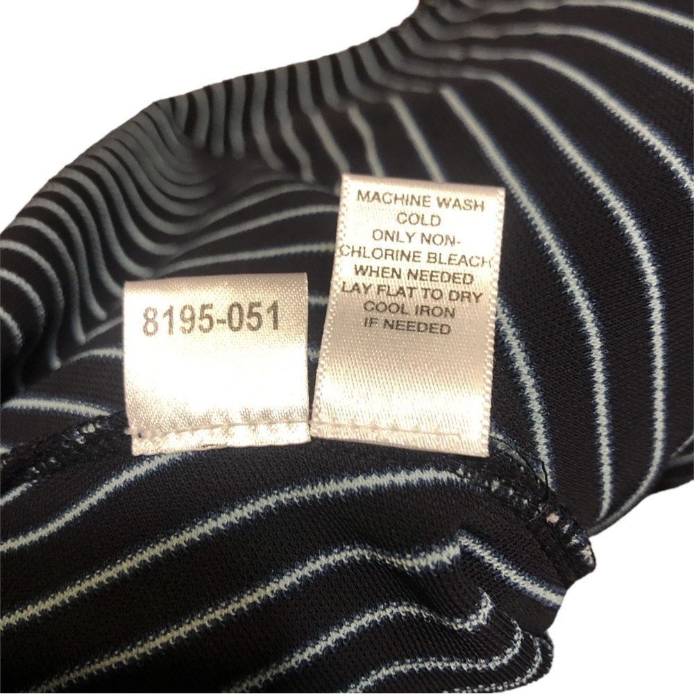 Ann Taylor LOFT Navy Striped Ruched Chest Stretchy & Soft/Strappy Midi Dress 10 - Picture 8 of 8